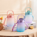 Detachable strap design Popular cute portable reusable plastic water bottle with straw